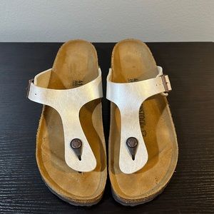 Birkenstock Gizeh Bircko-Flor Graceful Pearl White 41/10 Ladies Thong Sandals